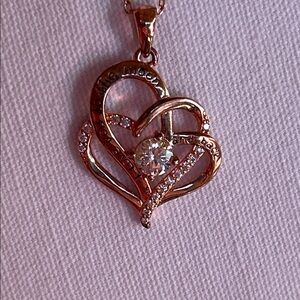 Rose Gold “I Love You To The Moon And Back" Heart Pendant 925 5.9 Gm Necklace